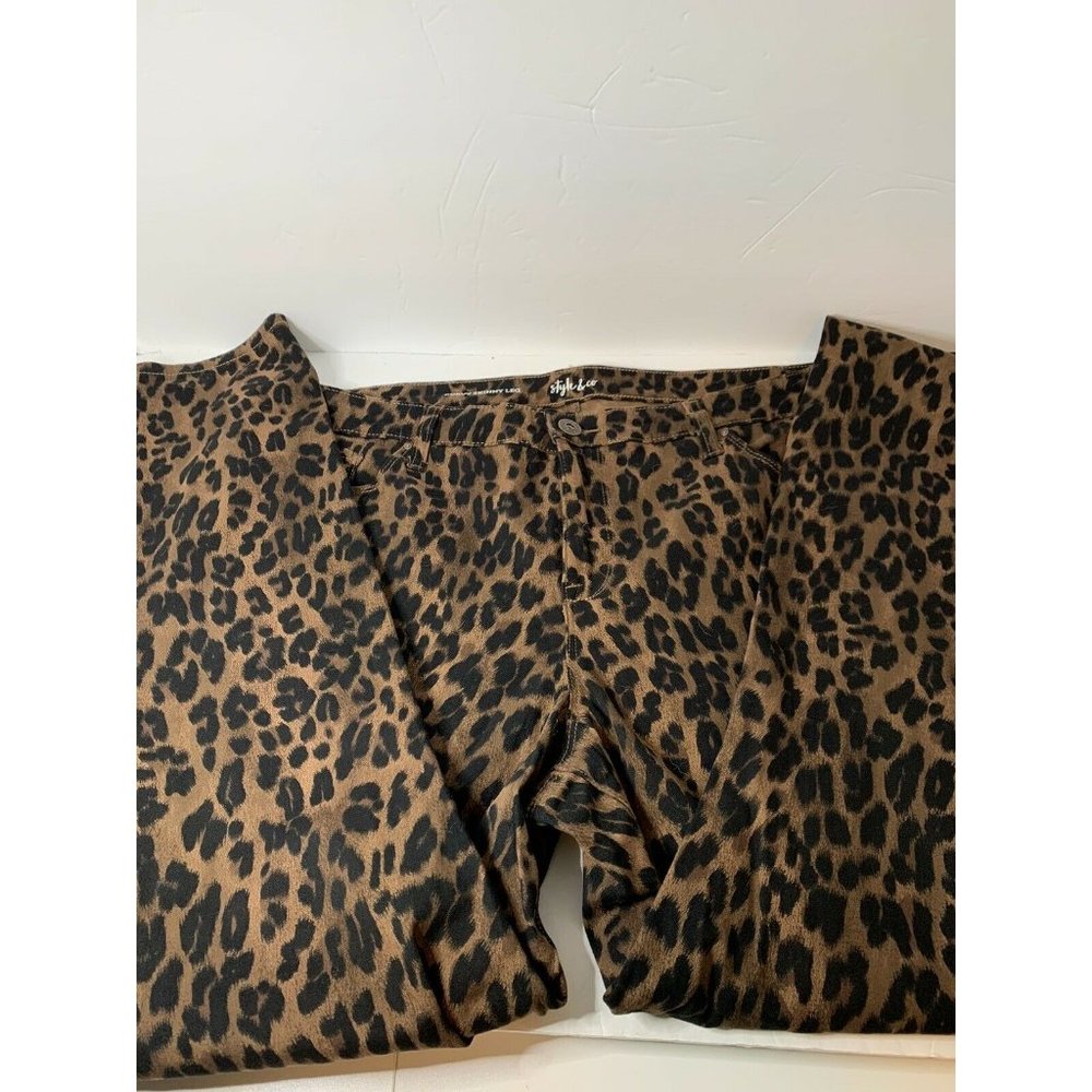 WOMEN'S STYLE & CO LEOPARD PRINT STRETCH SKINNY JEANS SZ 22 NWT